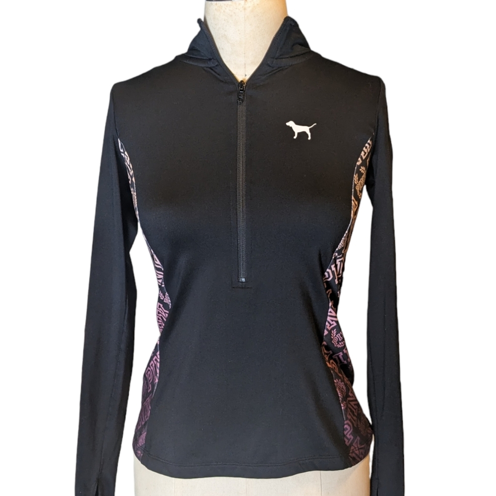 PINK Victoria's Secret Ultimate Black 1/2" Zip Up Jacket Top Women's Size Small
